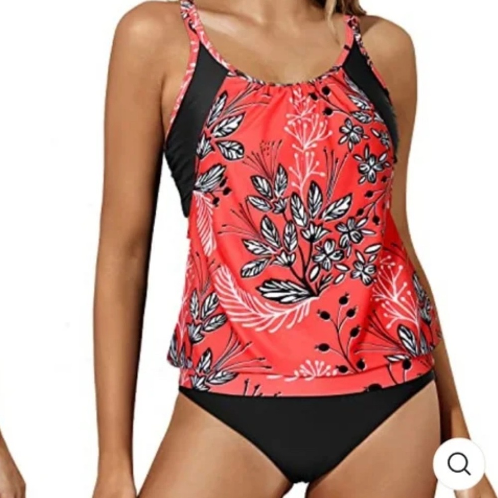 Younique Red and Black Floral Bikini